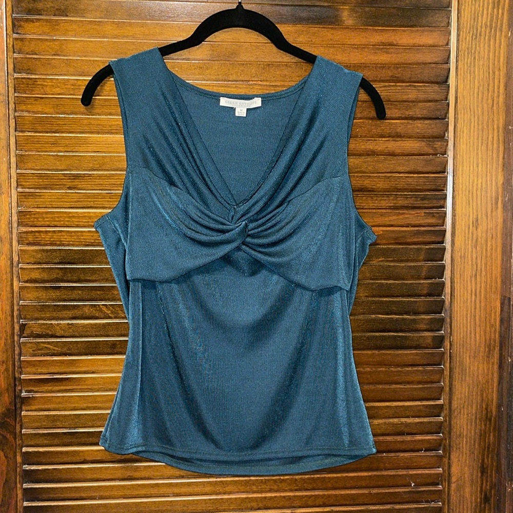 Green Envelope Green Shimmer Sleeveless Blouse